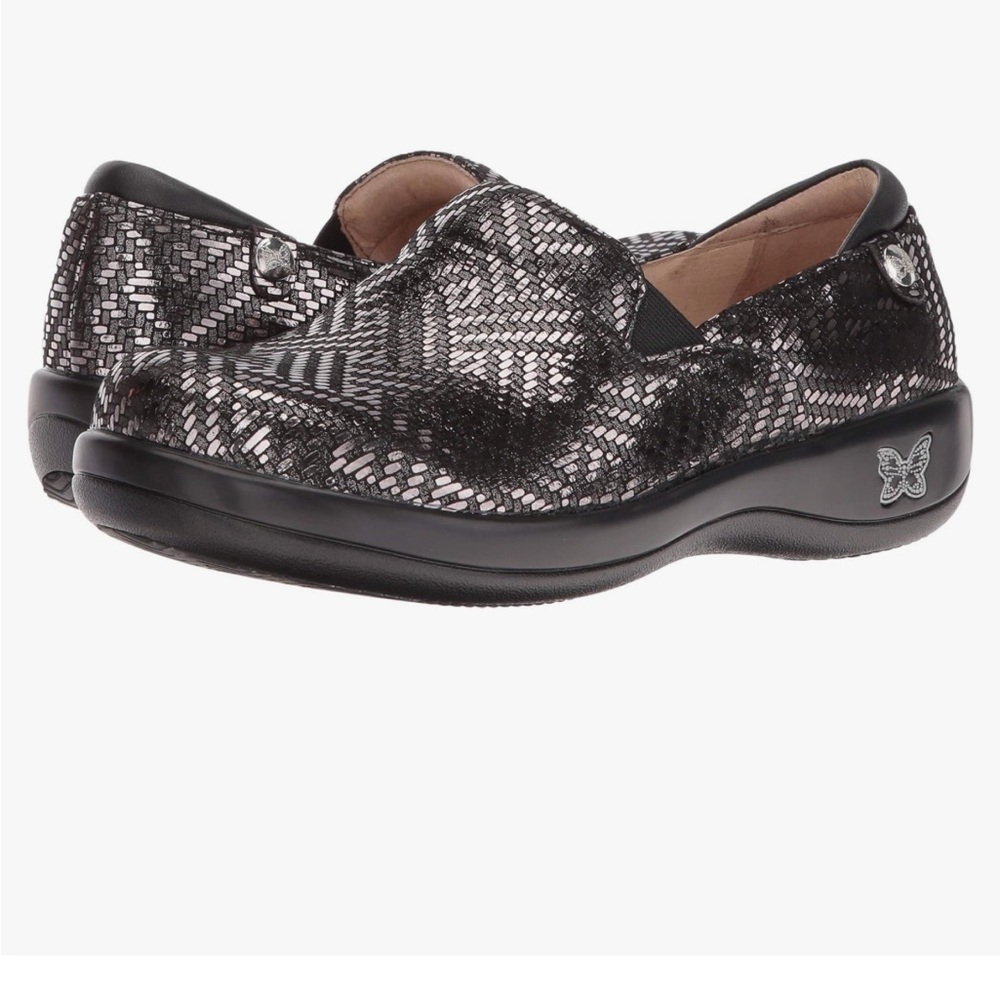 Alegria Keli Pewter Dazzler Clogs KEL-532 Size 38 Black, Silver